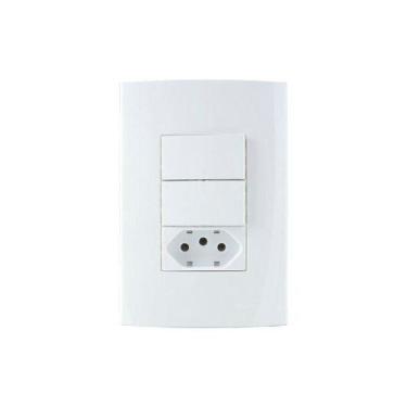 Imagem de Interruptor Simples Duplo 10a E Tomada 2p+t 10a Margirius Sleek Com Pl