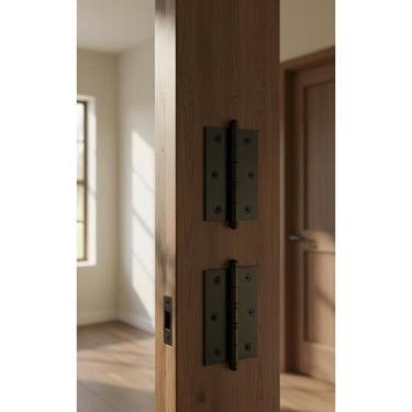 Imagem de Dobradiça Preta P/ Porta Madeira Aço Reforçada 3 Pçs - Congratulations