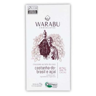 Imagem de Chocolate com Castanha e Açaí 52% (70g) - Warabu