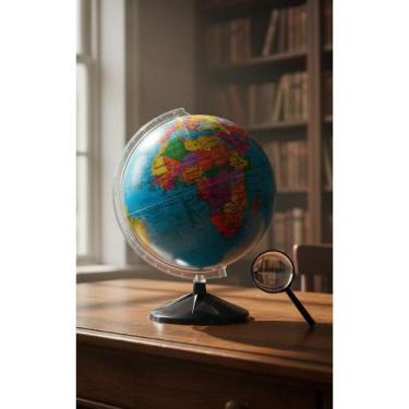 Imagem de Globo Terrestre Político 30cm: Mundo Completo + Brinde Lupa! - Congrat