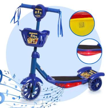 Imagem de Patinete Infantil Azul 3 Rodas Para Menino Com Led Som - Toys 2U