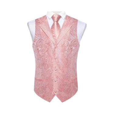 Imagem de Colete De Smoking Masculino De Seda Paisley Com Gravata, Lenço De Bols
