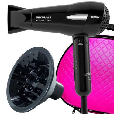 Imagem de Secador De Cabelo Britania Ions 1200w Dobravel Mini Viagem Bivolt Com 