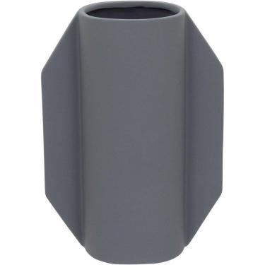 Imagem de VASO DECORATIVO ENFEITE PLANTA CERÂMICA 23x17x17cm CINZA