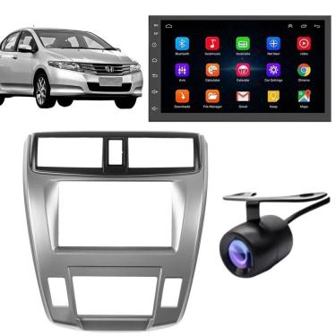Imagem de Central Multimídia Automotiva Central Multimidia Android Auto Honda City Moldura + Câm...