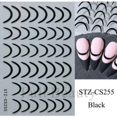 Imagem de Adesivo de Unhas stz-c 3D Gradiente Linha Francesa para Decoração Azul Rosa Roxo Verde OEM