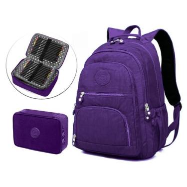 Imagem de Mochila Feminina Notebook Tactel Escolar Leve + Estojo quadrado super 