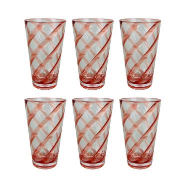 Imagem de Conjunto 6 Copos em Acrílico com Detalhes Espirais Rosa 600ml RJW0035 BTC