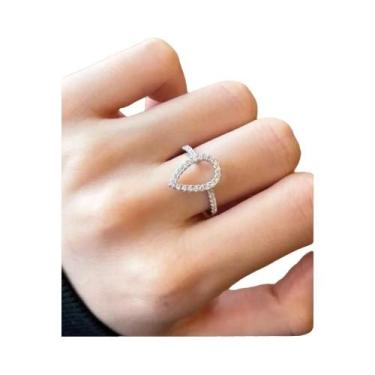 Imagem de Anel Feminino De Prata Esterlina 925 Com Zircônia Em Formato De Gota P