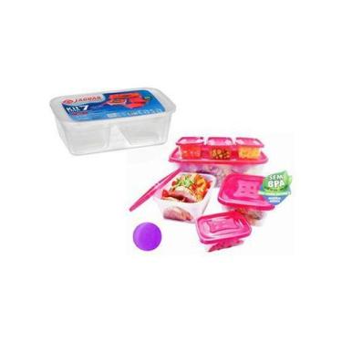 Imagem de Pote De Plastico Retangular com Tampa Colors com 7 Peças - Jaguar