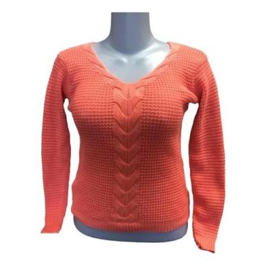 Imagem de Blusa De Tricot Feminina Frio Inverno Tamanho Grande Até 44 - RR Trico