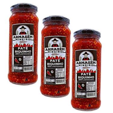 Imagem de Pate pimenta biquinho 300g grau de ardencia 0 armazem mineiro - kit 3 