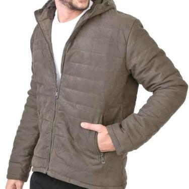 Imagem de Jaqueta Masculina Puffer Suede Com Capuz Verde Zune, Verde, M