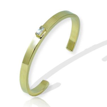 Imagem de Bracelete Feminino Dourado Pedra Zirconia Folheado a Ouro - Lojas La+N