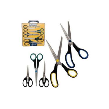 Imagem de Kit 5 Tesouras Multiuso em Aço Inox  Papel, Tecido, Cozinha e Muito Ma
