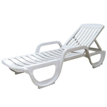 Imagem de Espreguiçadeira Pitangui com Rodas de Plástico Reclinável para Piscina Branca Antares