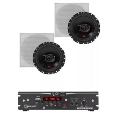 Imagem de Kit Amplificador Ths 1000 Taramps  2 Arandela 6TRFX55 Branca Quadrada