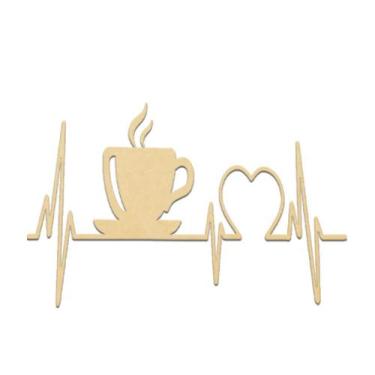 Imagem de placa decorativa cardiograma café mdf natural Hub18