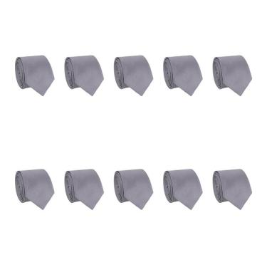 Imagem de Kit 10 Gravatas Masculina Social Slim Premium Tons de Cinza Lisa Elegante Padrinhos Formatura Trabalho