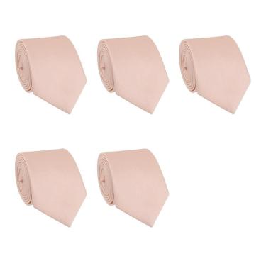 Imagem de Kit 5 Gravatas Lisas Social Tons de Rosa Masculina Slim Padrinho Casamento Noivo Trabalho Congresso