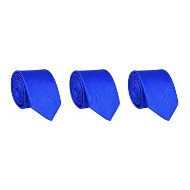 Imagem de Kit 3 Gravatas Social Masculina Slim Lisa Padrinho Casamento Noivo Trabalho Congresso Tons de Azul