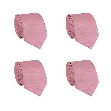 Imagem de Kit 4 Gravatas Social Tons de Rosa Masculina Slim Lisa Padrinho Casamento Noivo Trabalho Congresso