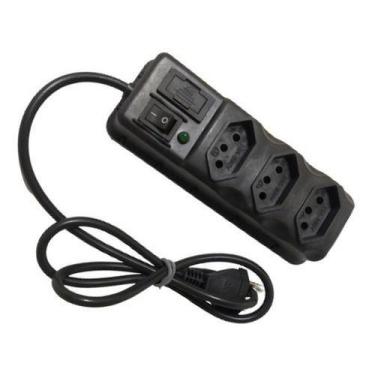 Imagem de Régua 3 Tomadas Proteção Fusível Chave Liga Luz De Led Cor Preto - Gen