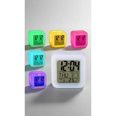 Imagem de Relógio Digital Cubo LED 7 Cores Mesa - Congratulations Store
