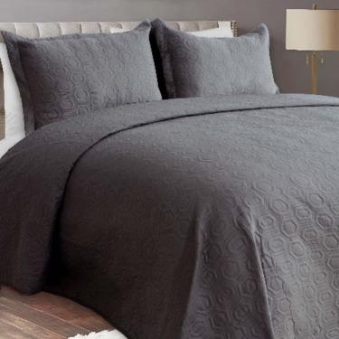 Imagem de Kit Colcha Queen Patchwork Lisa 3 Peças Realce Premium