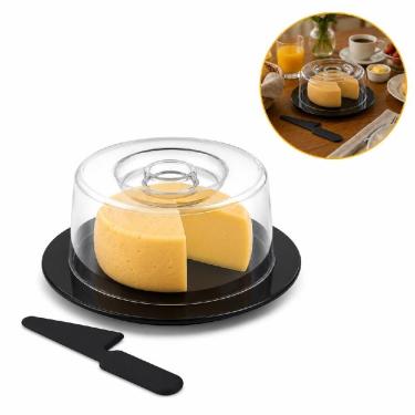 Imagem de Queijeira Elegance com Tampa e Espátula Tipo Faca Plástico de Alta Qualidade Livre de BPA para Mesa de Café e Pousada