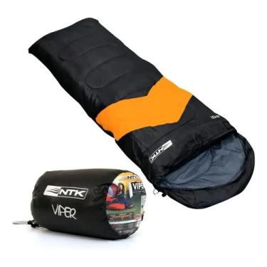 Imagem de Saco de Dormir NTK Viper 5C a 12C Preto e Laranja Trekking Acampamento
