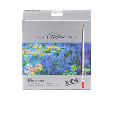 Imagem de lápis de cor a óleo, 48 cores, pintura profissional, lápis de cor pintado à mão