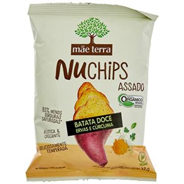 Imagem de Chips de Batata-Doce Assado Orgânico Ervas e Cúrcuma Mãe Terra Nuchips Pacote 32g