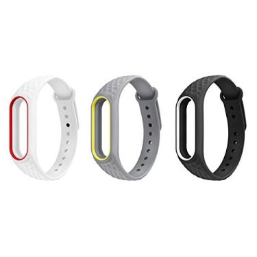 Imagem de Kit 3 Pulseiras NSmart compatível com MI Band 2 (Branca_Vermelha/Cinza_amarela/Preta_branca rajadas)