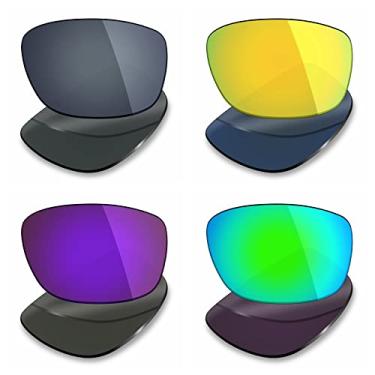 Imagem de 4 pares de lentes polarizadas de substituição da Mryok para óculos de sol Oakley Ten X – Preto IR/24K ouro/roxo plasma/verde esmeralda