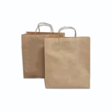 Imagem de Sacola, Saco Kraft Com Alça Delivery 32X30X19Cm Liso - 100Un