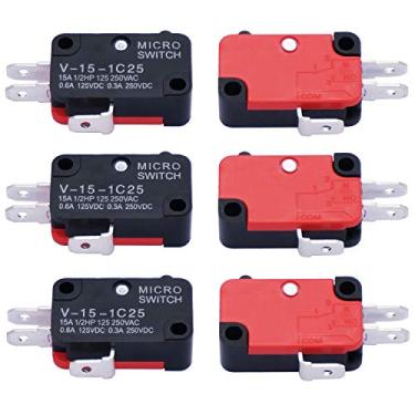 Imagem de Twidec 6 Peças Botão De Ação De Pressão Micro Interruptor De Limite 125 V 250 V 16A Spdt Para Porta Do Forno De Microondas Arcade V-15-1C25 V-15-1C25