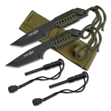 Imagem de Faca de lâmina fixa Survivor Tanto HK-106320-2, 17,7 cm, verde, pacote com 2