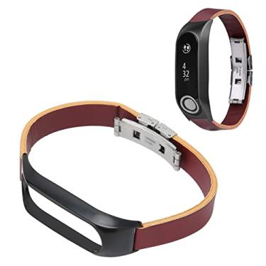Imagem de ciciglow Pulseiras finas para smartwatch, pulseiras de substituição acessório durável pulseira de couro pulseira de liberação rápida para Tomtom Touch (marrom a preto)