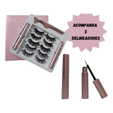 Imagem de Cilios Magneticos Kit 5 Pares 1 Pinça 2 Delineadores 