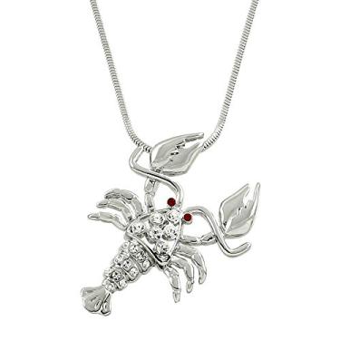 Imagem de Falari Colar com pingente de vida marinha strass cristal r dio altamente polido corrente de cobra de 43 cm, Cristal