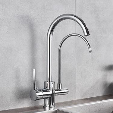 Imagem de Guindaste filtrado preto fosco para cozinha pull out spray 360 rotação torneira filtro de água três vias misturador torneira de cozinha, tipo b, cromo, 1