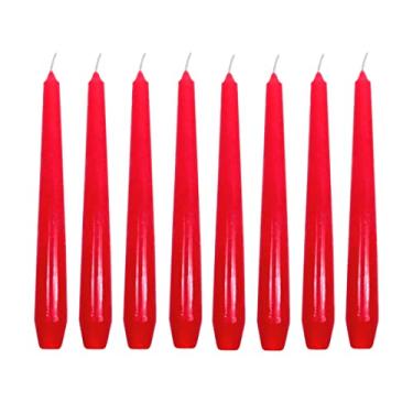 Imagem de Kit 10 velas castiçal Vermelho lisa 20 cm