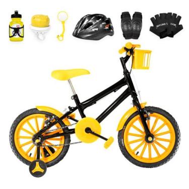 Imagem de Bicicleta Infantil Masculina Aro 16 Nylon + Kit Proteção - Flexbikes