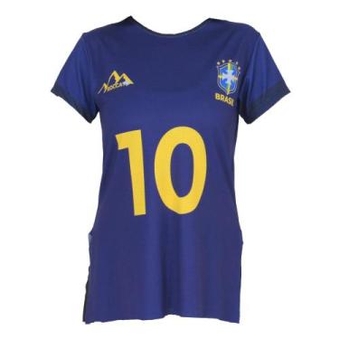 Imagem de Blusa Dry Fit Feminina Brasil Copa Tapa Bumbum Seleção Azul - Click Ma