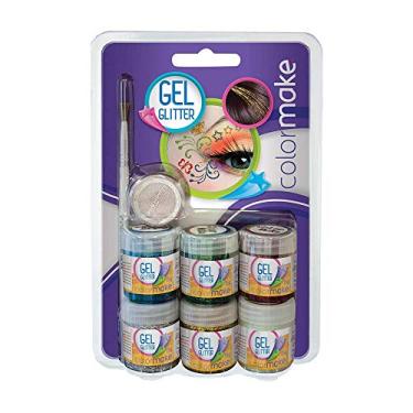 Imagem de Colormake Yur 2002 Pintura Facial Gel Glitter 6 Cores Pincel E Somb Kit Multicor