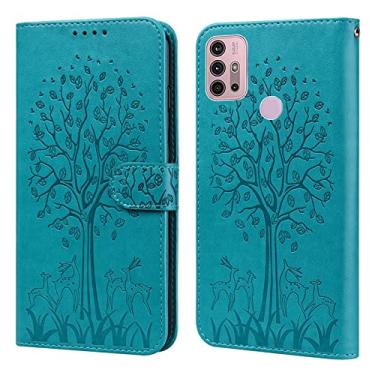 Imagem de For Motorola Moto G30 / G20 / G10 Tree & Deer Pattern Pressed Printing Horizontal Flip Leather Phone Case