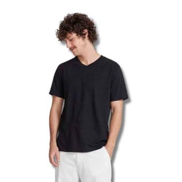 Imagem de Camiseta Básica Hering Masculina Flamê Com Decote V Slim