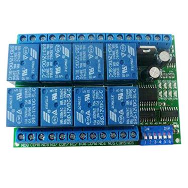 Imagem de Tingpai 12V 8 canais RS485 relé Modbus RTU protocolo porta serial interruptor de controle remoto PLC placa de controle