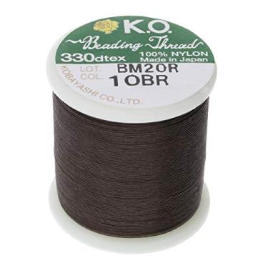 Imagem de KO Nylon Beading Thread, Dark Brown Color, Japanese Pre-Waxed 100% Nylon, 330TEX, Tangle Resistant Knotting Cords, 50m /55 yds Spool, Use for Seed Bead Projects, Loom Work & Bead Weaving